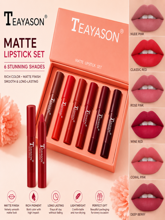 TEAYASON Matte Lipstick Set (6 Shades)