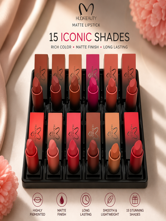 HUDA Beauty Matte Lipstick Set (15 Shades)